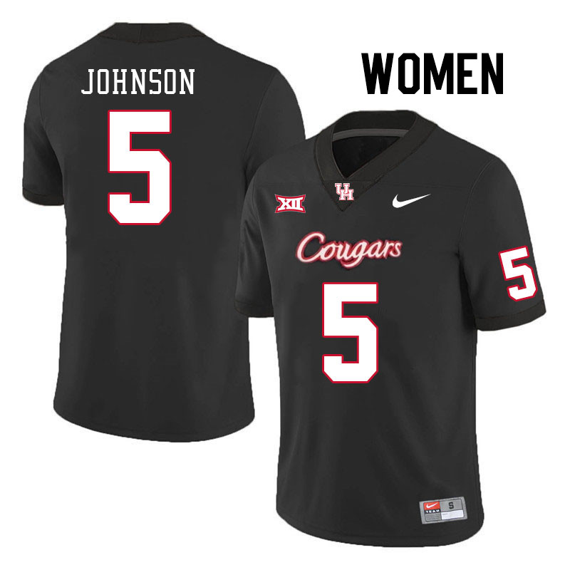 Women #5 Stephon Johnson Houston Cougars College Football Jerseys Stitched-Black